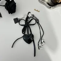 Mini Gold Leather Heart-Shaped Keychain Bag Accessories Women's Simple Style PVC Printed Dark Series Fashion Accessories main image 4