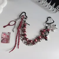 Miu Series Sweet And Cool Heart-shaped Bow Pendant, Leopard Print Beads, Colorful Woven Rope Pearl Cha main image 3