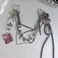 Miu Series Sweet And Cool Heart-shaped Bow Pendant, Leopard Print Beads, Colorful Woven Rope Pearl Cha main image 4