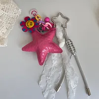 Star Pearl Bow Heart-Shaped Car Key Case Decorative Hanging Chain Summer Mobile Phone Accessories PVC Material sku image 2