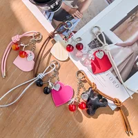 Original Design Pink Cherry Miu Bag Accessories Keychain Multifunctional Accessories Ins Leather Rope Lanyard Matching Jewelry main image 1