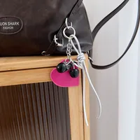 Original Design Pink Cherry Miu Bag Accessories Keychain Multifunctional Accessories Ins Leather Rope Lanyard Matching Jewelry main image 4