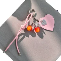 Original Design Pink Cherry Miu Bag Accessories Keychain Multifunctional Accessories Ins Leather Rope Lanyard Matching Jewelry main image 5