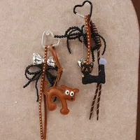 Cute Shape Bell Cat Pendant Accessories Braided Rope Keychain Bag Accessories Miu Series Pu Big Eyes Cat Design Personalized main image 2