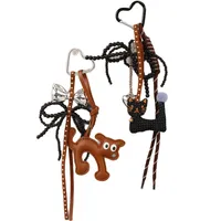 Cute Shape Bell Cat Pendant Accessories Braided Rope Keychain Bag Accessories Miu Series Pu Big Eyes Cat Design Personalized main image 5