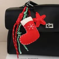 Christmas Keychain Cute Cartoon Wool Felt Santa Claus Socks Gloves Bag Accessories Creative Gift Handmade Star Moon Cloud Universe Design main image 4