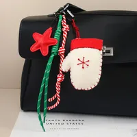 Christmas Keychain Cute Cartoon Wool Felt Santa Claus Socks Gloves Bag Accessories Creative Gift Handmade Star Moon Cloud Universe Design main image 5