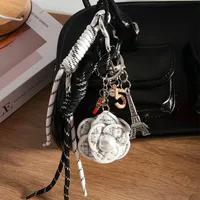 Original Creative Eiffel Tower Tea Rose Bag Accessories French Retro Flower Design Mixed Material Bag Accessories Hanging Decorations main image 1