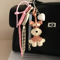 Cute PU Dog Howling Keychain Climbing Hook Baseball Knitting Rope Pendant Multi-functional Bag Decor Personalized Style Semi-Handmade Design main image 2