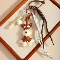 Cute PU Dog Howling Keychain Climbing Hook Baseball Knitting Rope Pendant Multi-functional Bag Decor Personalized Style Semi-Handmade Design main image 4