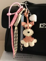 Cute PU Dog Howling Keychain Climbing Hook Baseball Knitting Rope Pendant Multi-functional Bag Decor Personalized Style Semi-Handmade Design sku image 1
