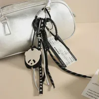 Retro Miu Series Pu Panda Package Pendant Acrylic Boarding Pass Braided Rope Bag Accessories Keychain Chinese Style Artificial Leather main image 1