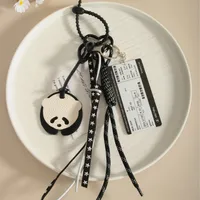 Retro Miu Series Pu Panda Package Pendant Acrylic Boarding Pass Braided Rope Bag Accessories Keychain Chinese Style Artificial Leather main image 3