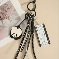 Retro Miu Series Pu Panda Package Pendant Acrylic Boarding Pass Braided Rope Bag Accessories Keychain Chinese Style Artificial Leather main image 4