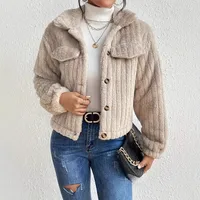 Women's Short Autumn And Winter Double-Sided Velvet Jacket Long Sleeve Lapel Single Button Fashion Simple European Style main image 1