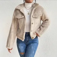 Women's Short Autumn And Winter Double-Sided Velvet Jacket Long Sleeve Lapel Single Button Fashion Simple European Style main image 3