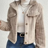 Women's Short Autumn And Winter Double-Sided Velvet Jacket Long Sleeve Lapel Single Button Fashion Simple European Style main image 4