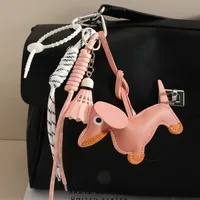 Cute Leather Sausage Dog Keychain Package Pendant Handmade Braided Rope Miu Style Original Design Pu Material Animal Pattern Ornaments main image 4