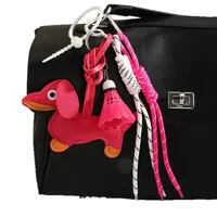 Cute Leather Sausage Dog Keychain Package Pendant Handmade Braided Rope Miu Style Original Design Pu Material Animal Pattern Ornaments main image 5
