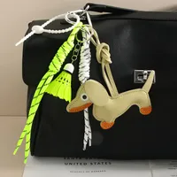 Cute Leather Sausage Dog Keychain Package Pendant Handmade Braided Rope Miu Style Original Design Pu Material Animal Pattern Ornaments sku image 5
