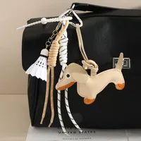 Cute Leather Sausage Dog Keychain Package Pendant Handmade Braided Rope Miu Style Original Design Pu Material Animal Pattern Ornaments sku image 6