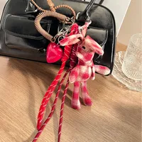 New Year Hot Style Angora Red Resin Large Heart-Shaped Cloth Cartoon Rabbit Pattern Bag Pendant Ornament Personalized Knitted Mixed Material main image 3