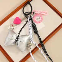 New InS-style Bow Heart-shaped Leather Woven Rope Bag With Cotton Handbag Decoration main image 3