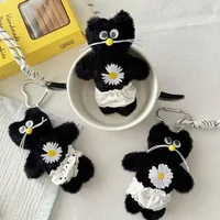 Black Cat Plush Toys Keychain Cute And Ugly Trendy Design Half-Handmade Making Bear/Pig/Animal Pattern Ornaments main image 1