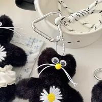 Black Cat Plush Toys Keychain Cute And Ugly Trendy Design Half-Handmade Making Bear/Pig/Animal Pattern Ornaments main image 3