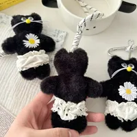 Black Cat Plush Toys Keychain Cute And Ugly Trendy Design Half-Handmade Making Bear/Pig/Animal Pattern Ornaments main image 4