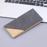 Men's Long Canvas Wallet Can Be Customized Card Holder Two-in-One Ticket Holder Denim Fabric Geometric Pattern Simple Style Lightweight main image 1