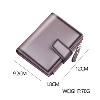 Men's Vertical Design Short Zipper Wallet Button PU Leather Multifunctional Card Holder Simple Style Ultra Light Solid Color Lining main image 3