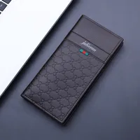 Men's Long Slim Leather Wallet Multiple Card Slots Ultra-Thin Financial Wallet Men's Wallet Lightweight Synthetic Fiber Lining sku image 2