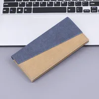 Men's Long Canvas Wallet Integrated Card Holder Leather Clutch Simple Style Geometric Pattern Breathable Coin Pocket main image 1