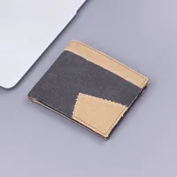 Men's Canvas Wallet Short Leather Clutch Soft Fabric Integrated Design Denim Color Matching Geometric Pattern Retro  Style main image 1