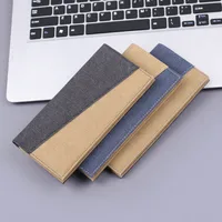 Men's Long Canvas Wallet Integrated Card Holder Leather Clutch Simple Style Geometric Pattern Breathable Coin Pocket main image 4