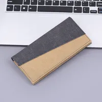 Men's Long Canvas Wallet Integrated Card Holder Leather Clutch Simple Style Geometric Pattern Breathable Coin Pocket sku image 1