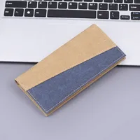 Men's Long Canvas Wallet Integrated Card Holder Leather Clutch Simple Style Geometric Pattern Breathable Coin Pocket sku image 2