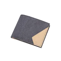 Men's Short Canvas Wallet Denim Material Card Holder Slim Foldable Geometric Pattern Simple Style Lightweight Small Bag main image 5