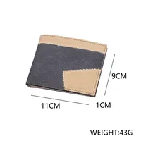 Men's Canvas Wallet Short Leather Clutch Soft Fabric Integrated Design Denim Color Matching Geometric Pattern Retro  Style main image 3