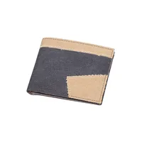 Men's Canvas Wallet Short Leather Clutch Soft Fabric Integrated Design Denim Color Matching Geometric Pattern Retro  Style main image 5