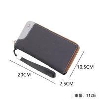 Men's Large Capacity Canvas Wallet Long Zipper Mobile Phone Bag Handbag Strap Wrist Strap Simple Style Geometric Pattern main image 3