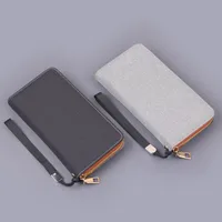 Men's Large Capacity Canvas Wallet Long Zipper Mobile Phone Bag Handbag Strap Wrist Strap Simple Style Geometric Pattern main image 4