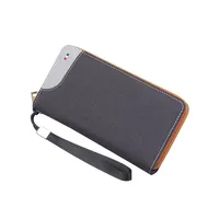 Men's Large Capacity Canvas Wallet Long Zipper Mobile Phone Bag Handbag Strap Wrist Strap Simple Style Geometric Pattern main image 5