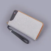 Men's Large Capacity Canvas Wallet Long Zipper Mobile Phone Bag Handbag Strap Wrist Strap Simple Style Geometric Pattern sku image 2
