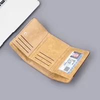Men's New Wallet Tri-Fold Denim Canvas Large Capacity Leather Clip Canvas Geometric Pattern Inner Pu Ultra-Light Color Matching Edge main image 2