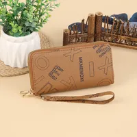 Fashion Retro Large Capacity Women's Wallet Multifunctional Tote Double Zipper Simple Design Compact Size Card Holder sku image 3