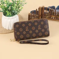 Fashion Retro Large Capacity Women's Wallet Multifunctional Tote Double Zipper Simple Design Compact Size Card Holder sku image 5