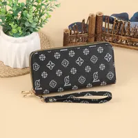 Fashion Retro Large Capacity Women's Wallet Multifunctional Tote Double Zipper Simple Design Compact Size Card Holder sku image 6