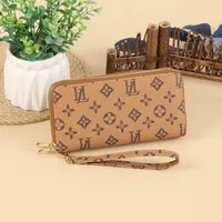 Fashion Retro Large Capacity Women's Wallet Multifunctional Tote Double Zipper Simple Design Compact Size Card Holder sku image 7